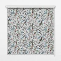 INNENROLLO - Fensterrollo - Rollo - 80x180 cm - Blumenranken auf hellem Hintergrund - Blau, Kunststoff (80/180/0.5cm) - TULUP