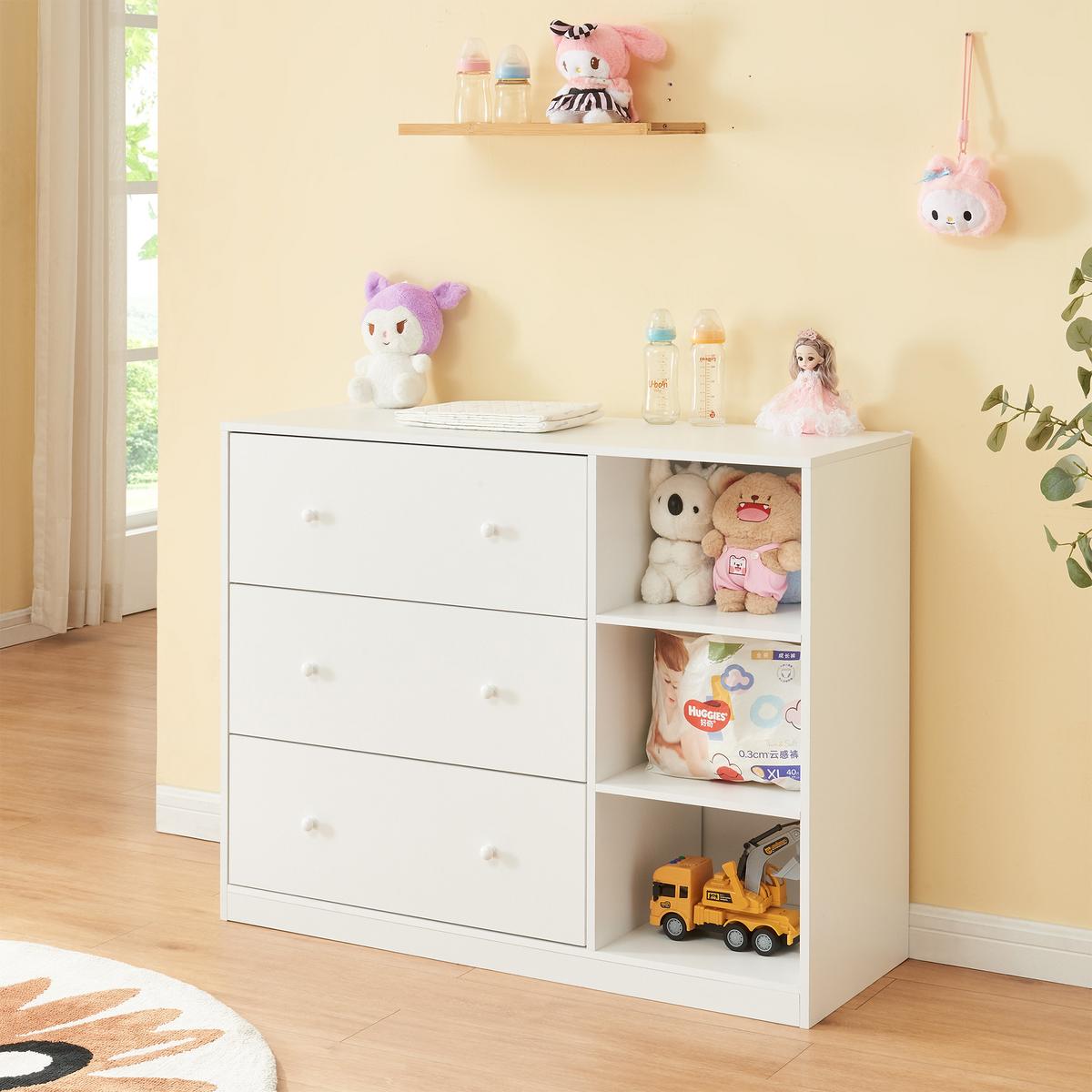 WICKELKOMMODE Beldinupp - Weiß, Holzwerkstoff (55/93/110cm) - [en.casa]