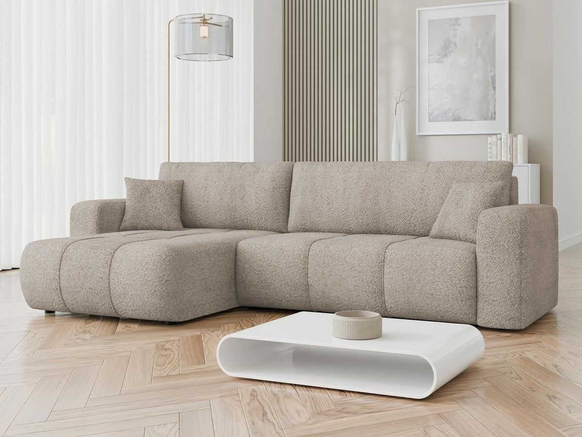 ECKSOFA Furyn Maxi Boucle - Schwarz/Braun, Holzwerkstoff/Kunststoff (274/145cm) - MIRJAN24