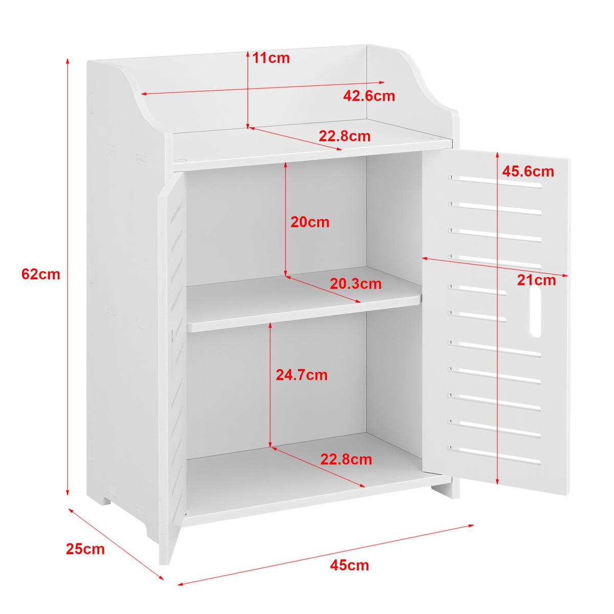 BADEZIMMERSCHRANK Trosa - Weiß, Kunststoff (45/62/25cm) - [en.casa]