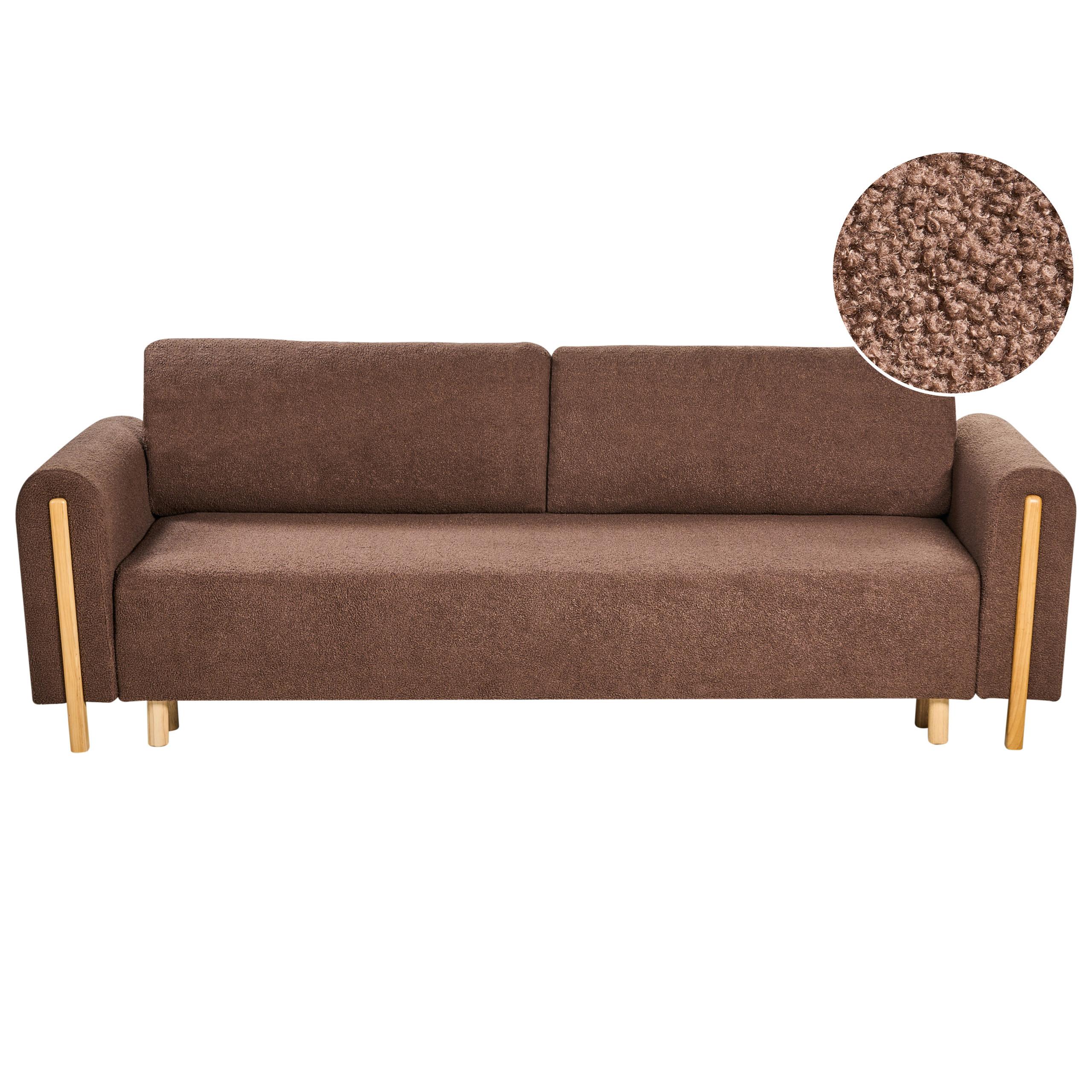 SCHLAFSOFA 3-Sitzer Bouclé Braun mit Stauraum Kvam - Braun, Textil (242/85/99cm) - Beliani