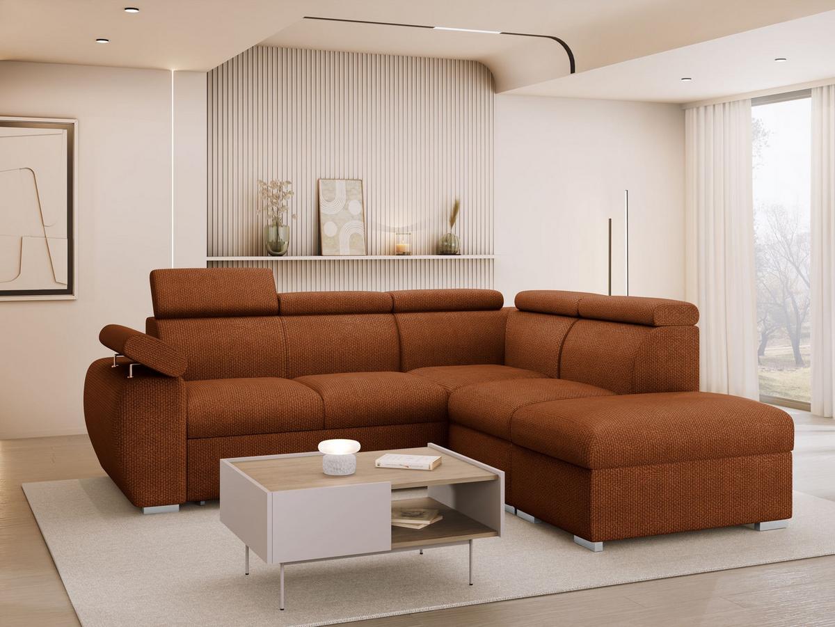 ECKSOFA Boston 2RR1P, Seite: Rechts 2R+R+1P(65)+PUFAP - Silberfarben/Bronzefarben, Holz/Textil (260/230cm) - MIRJAN24