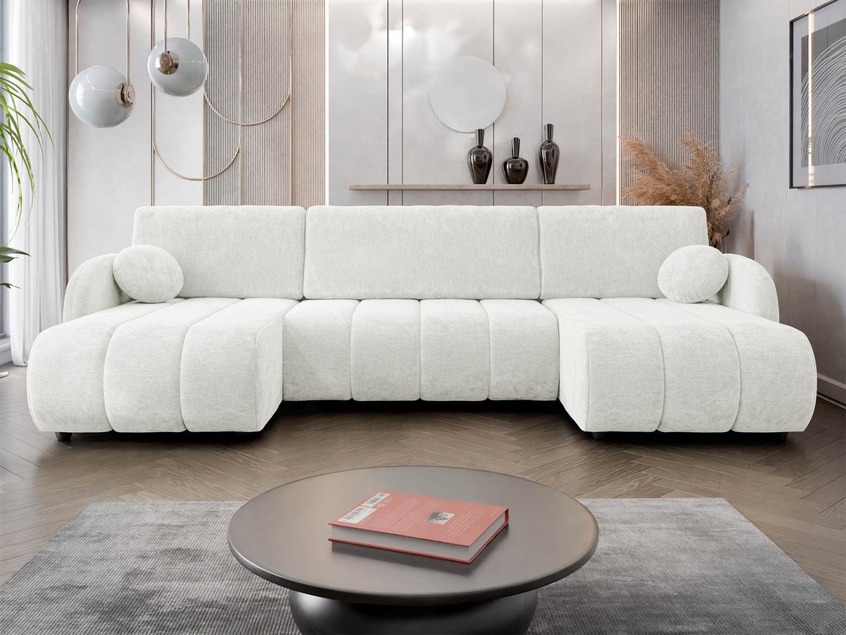 WOHNLANDSCHAFT Zara LC2rLC - Creme/Schwarz, Holz/Kunststoff (318/88/160cm) - MIRJAN24
