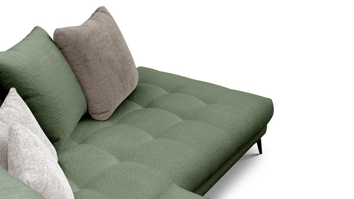 ECKSOFA CALME 5-Sitzer, olive und beige - Schwarz/Olivgrün, Holz/Textil (294/229cm) - Wozimo