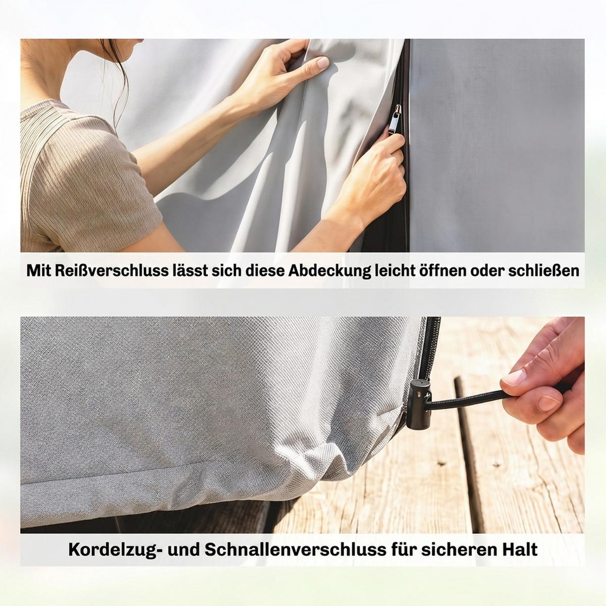 ABDECKUNG Hollywoodschaukel, PE, Grau - Grau, Kunststoff (155/150/215cm) - Outsunny