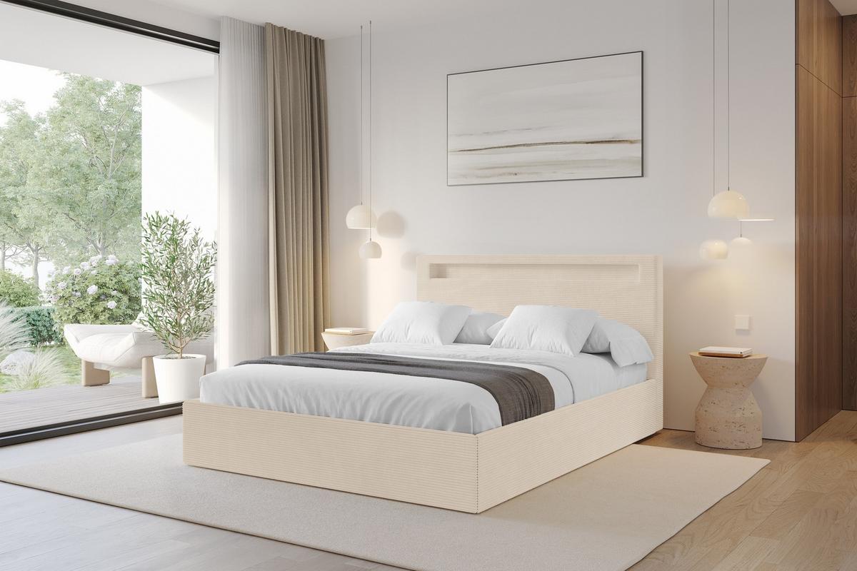 POLSTERBETT mit Bettkasten und Lattenrost, Boxbett ohne Matratze - GOLA 140x200 Beige - Kaschmir, Holzwerkstoff/Textil (140/200cm) - ALTDECOR