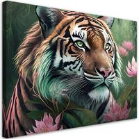 WANDBILD tiger tropische tiere - Pink, Textil (60/40cm) - Feeby