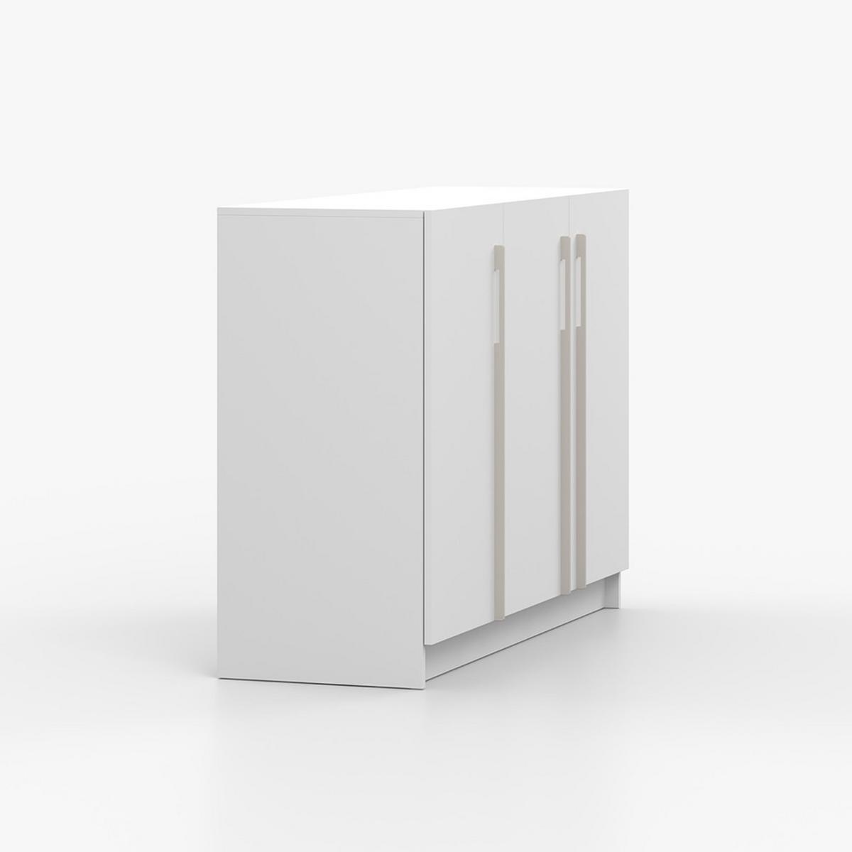 KOMMODE ROSA 3D, 134 cm, 134/94/43 cm, 3-türig, weiß - Kaschmir/Weiß, Holzwerkstoff (134/94/43cm) - imoebel24