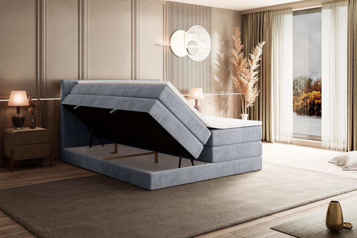 BOXSPRINGBETT BERO KING - 120x200 - H3/H4 - Hellgrau - Hellgrau, Holzwerkstoff (120/200cm) - ALTDECOR