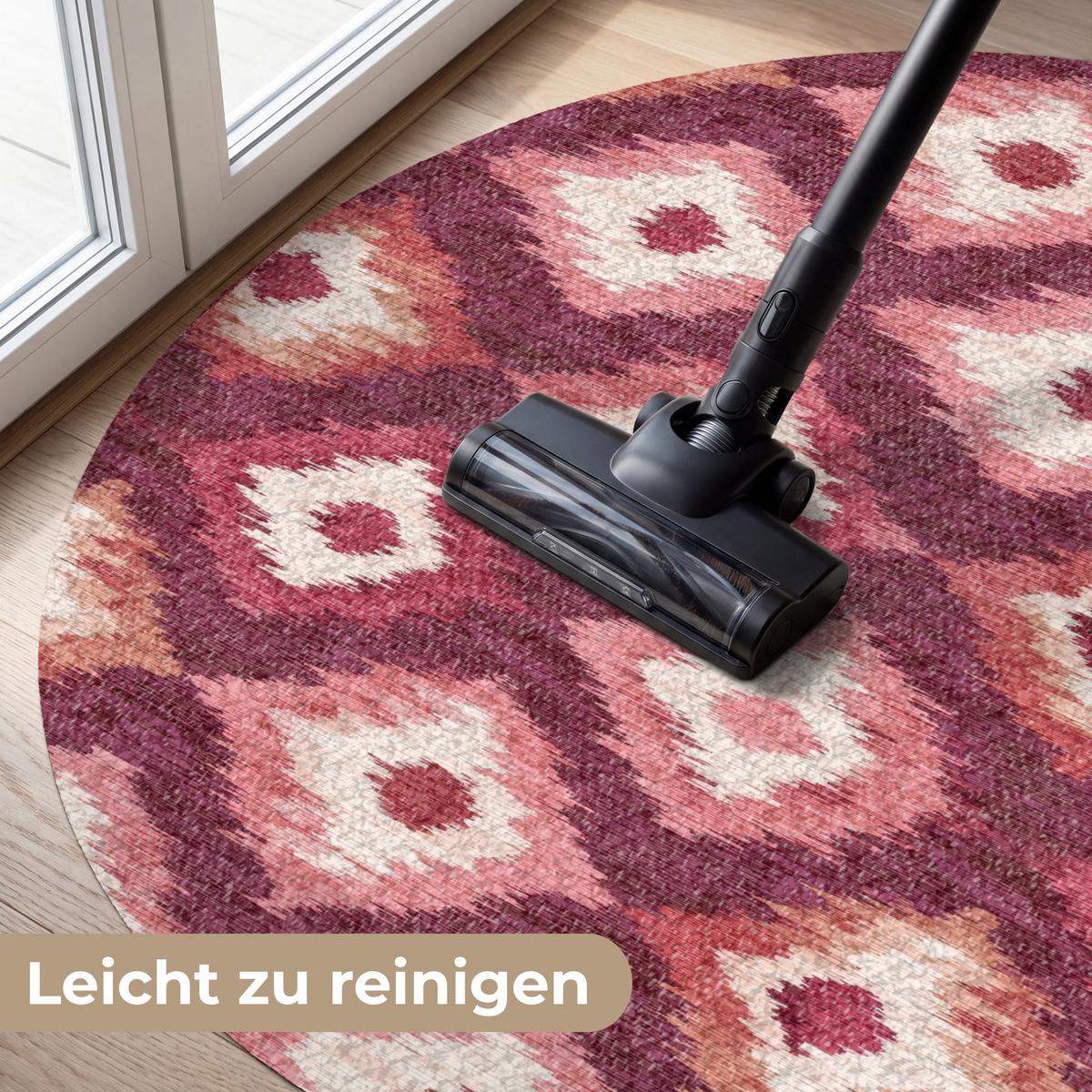 FUSSMATTE Diamantformen - Rosa - Muster - Textur Flurteppich 120x120 cm - Beere, Kunststoff (120/0.4cm) - MuchoWow