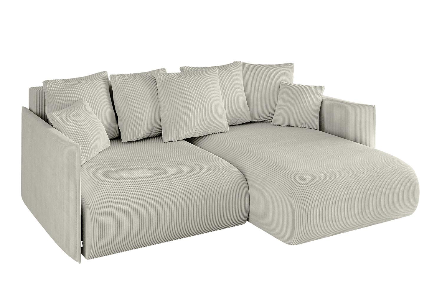ECKSOFA Ottomane rechts ONESK-L 216x177x72 Creme Cord - Hellgrau/Creme, Holzwerkstoff/Kunststoff (177/216cm) - ALTDECOR