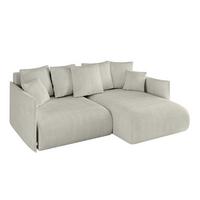 ECKSOFA Ottomane rechts ONESK-L 216x177x72 Creme Cord - Hellgrau/Creme, Holzwerkstoff/Kunststoff (177/216cm) - ALTDECOR