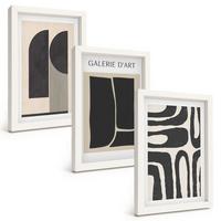 BILDER SET 3er Set - 20x30 cm Weißer Rahmen - Abstrakte minimalistische Poster - Weiß, Kunststoff (20/30cm) - TULUP