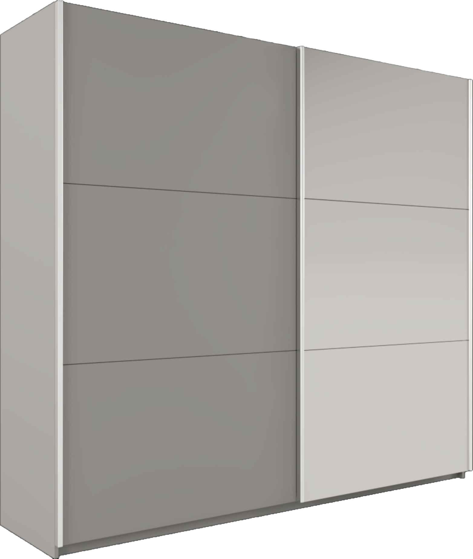 SCHWEBETÜRENSCHRANK IVERN 151/215/65 cm 2-türig mit Spiegel Grau - Grau, Holzwerkstoff (151/215/65cm) - MASSENO
