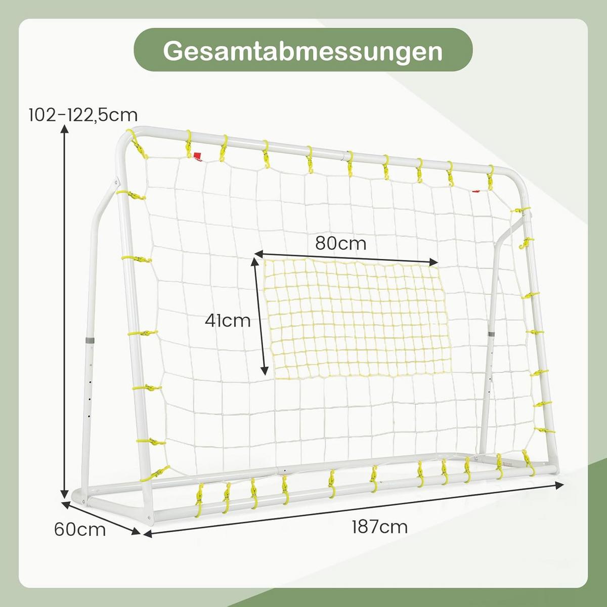 FUBBALLTOR Weiß - Weiß, Metall (187/123/60cm) - COSTWAY