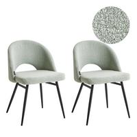 ESSZIMMERSTUHL 2er-Set Bouclé Hellgrün Onaga - Hellgrün, Textil (52/77/56cm) - Beliani