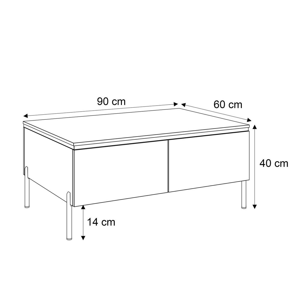 COUCHTISCH AURORA mit Staufach Kaschmir mit gerade Goldchrom Fuße - Kaschmir/Goldfarben, Holzwerkstoff/Metall (60/90/40cm) - Lookway