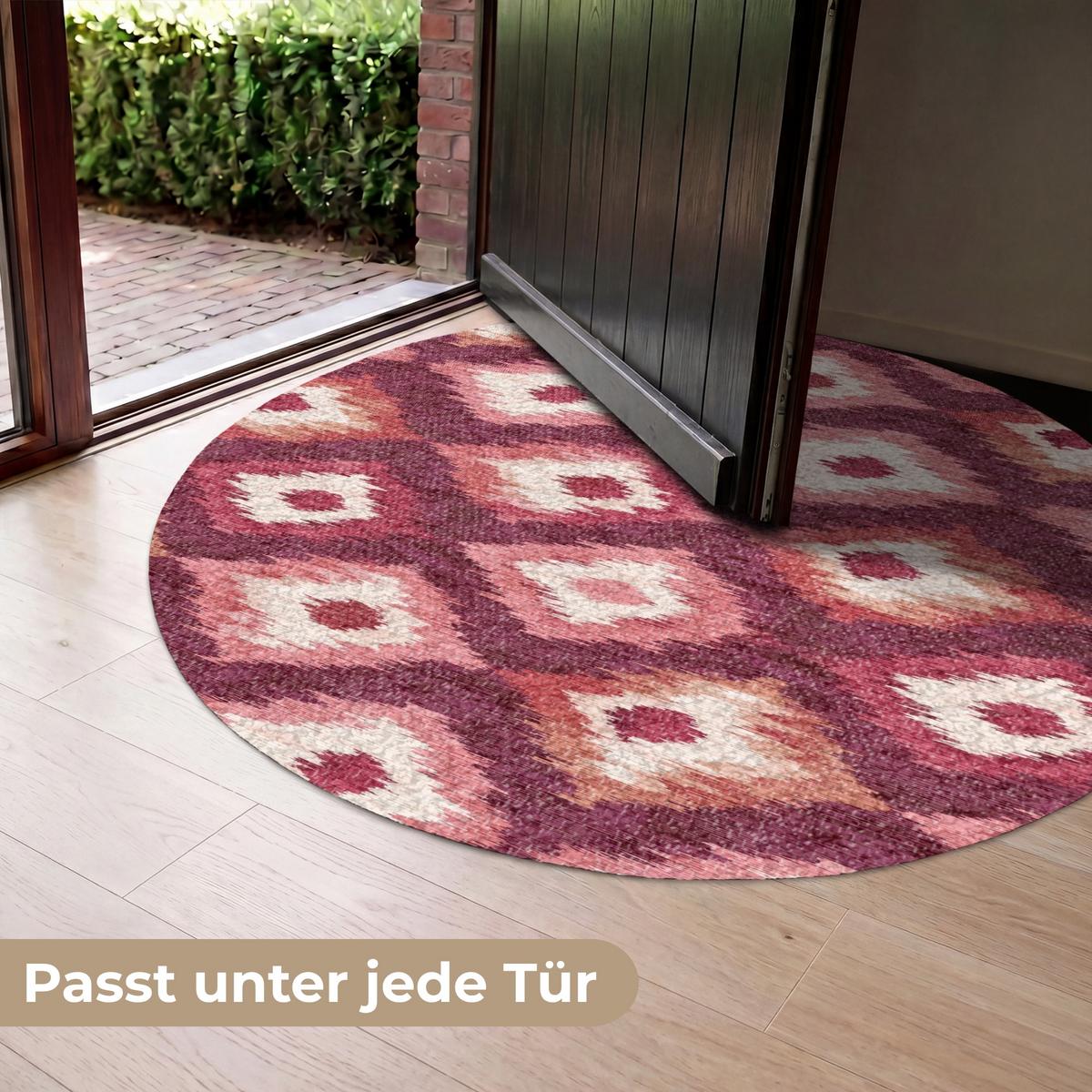 FUSSMATTE Diamantformen - Rosa - Muster - Textur Flurteppich 120x120 cm - Beere, Kunststoff (120/0.4cm) - MuchoWow