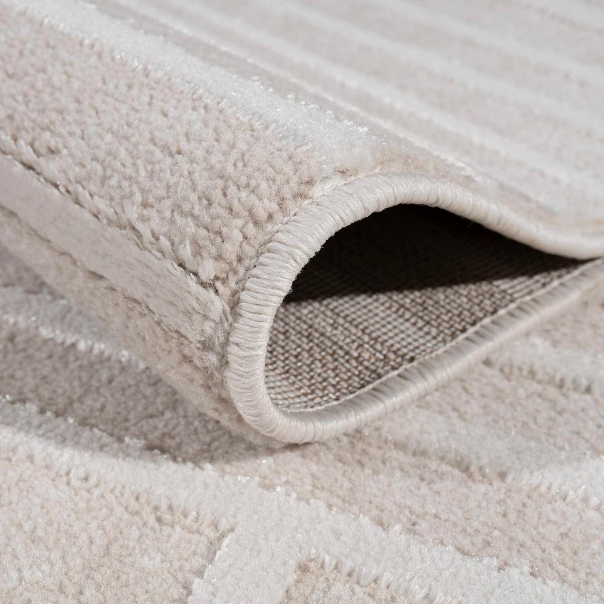 KURZFLORTEPPICH, abstrakt, aus Polyester, Florhöhe 10 mm, Creme, 160 x 220 cm - Creme, Textil (220/160cm) - KADIMA DESIGN