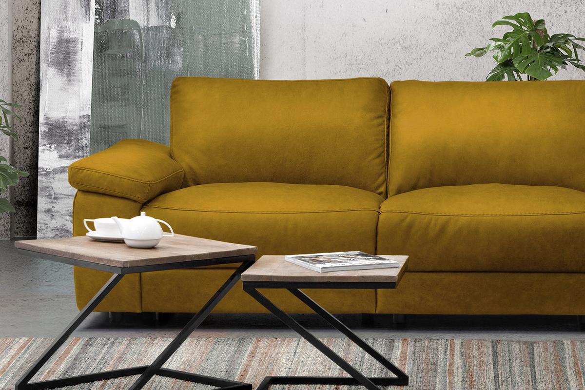 ECKSOFA XL MOTORISCHER RELAXFUNKTION LOLA Gelb Webstoff Relaxfunktion - Currygelb/Gelb, Textil (304/178cm) - KAWOLA