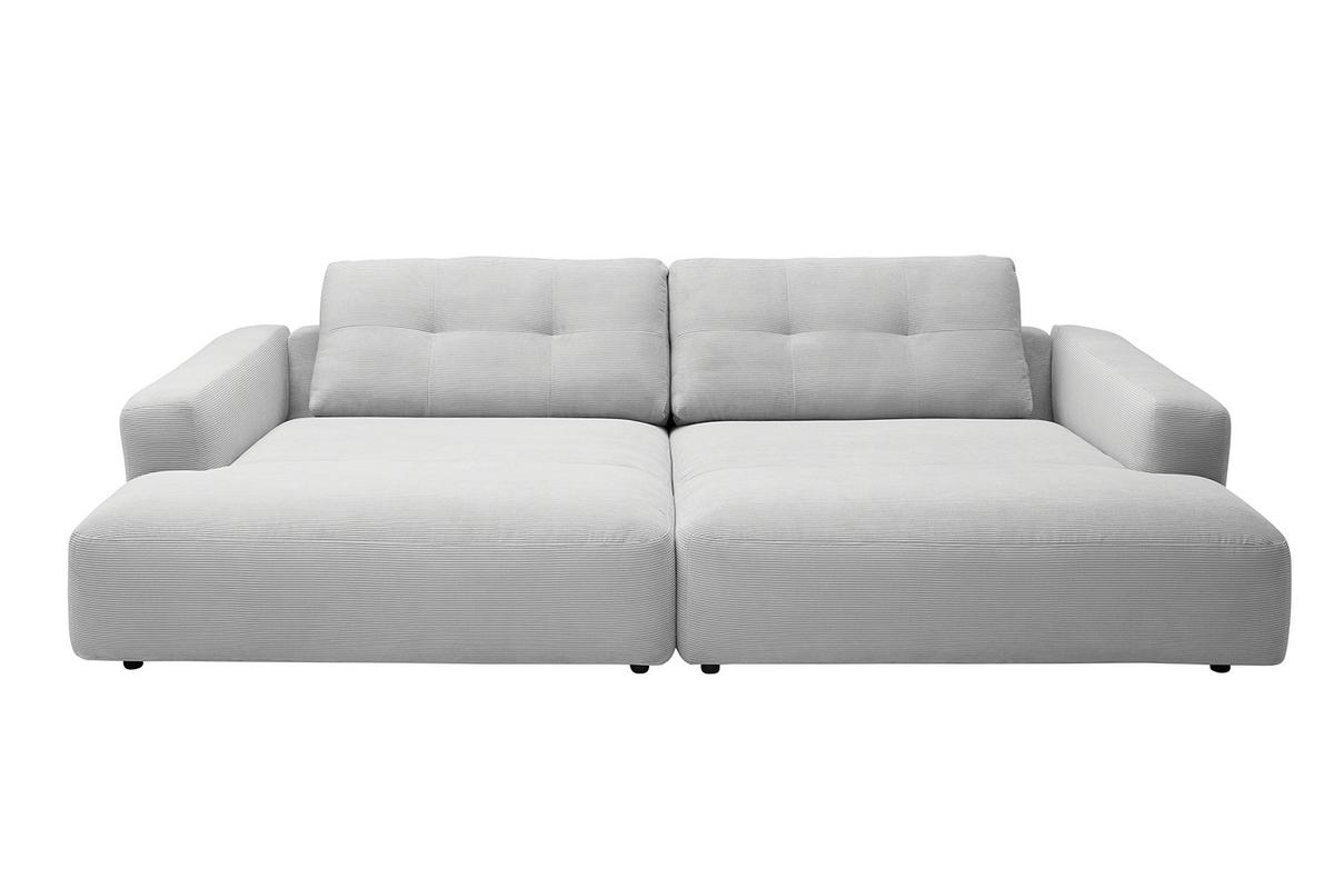 BIG SOFA MIKA Silber Cord - Silberfarben/Schwarz, Kunststoff/Textil (300/86/167cm) - KAWOLA