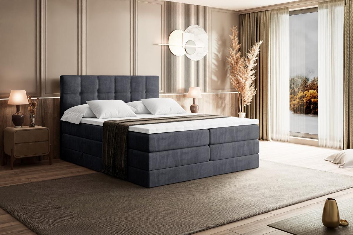 BOXSPRINGBETT MARCE KING - 200x200 - H3/H4 - Dunkelgrau - Dunkelgrau, Holzwerkstoff (200/200cm) - ALTDECOR