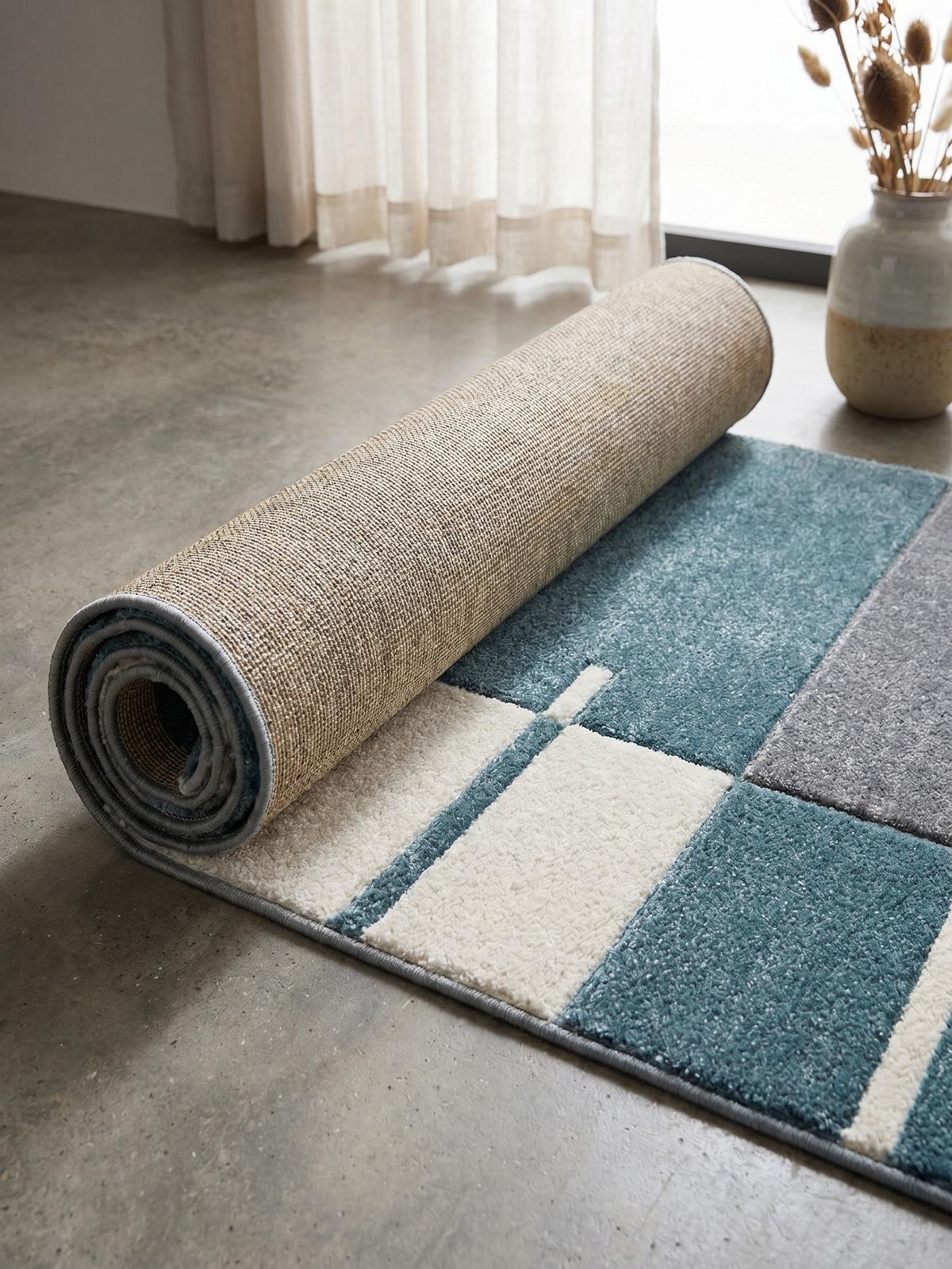 KURZFLORTEPPICH LATEMAR, kariert, Blau, 80 x 300 cm - Blau, Textil (300/80cm) - KADIMA DESIGN