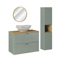 BADMÖBEL 80.4cm Jade 2er-Set Grün und Holz - Grün, Holzwerkstoff (80.4/59/40cm) - Petits-meubles