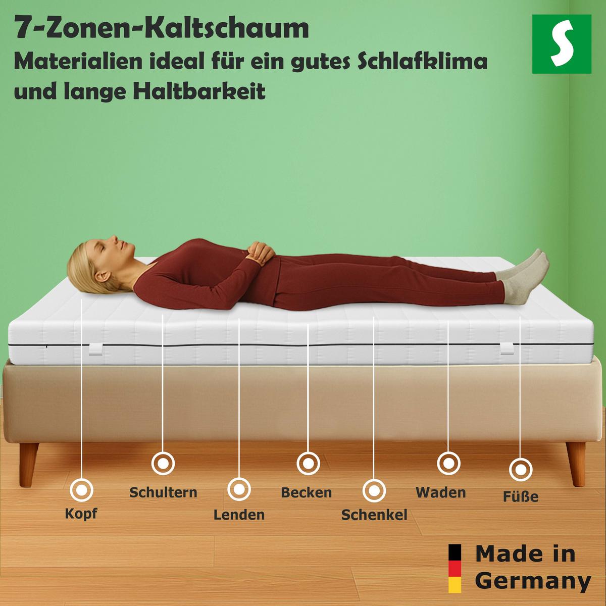 FEDERKERNMATRATZE Orthopädische H3 Komfort 120x200 cm - Weiß, Textil (120/200cm) - Schlaftroll