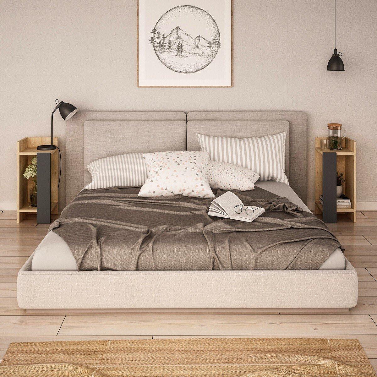 NACHTTISCHE (2er-set) Elos - 25/27/60 cm - Schwarz, Holzwerkstoff (27/60/25cm) - Calicosy