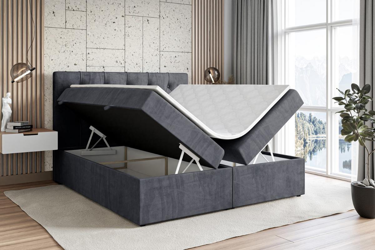 BOXBETT mit Matratze H4 und Lattenrost - MIRAGE - 140x200 - H4 - Dunkelgrau - Dunkelgrau, Holzwerkstoff (140/200cm) - ALTDECOR