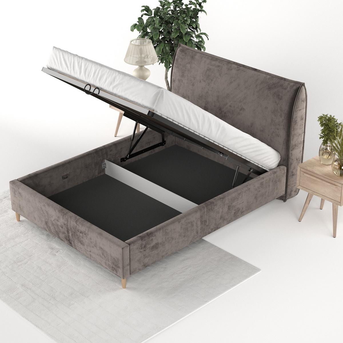 POLSTERBETT Mira 180/200 cm Braun im Lotta Stoff - Naturfarben/Braun, Holz/Holzwerkstoff (180/200cm) - AltaBeds