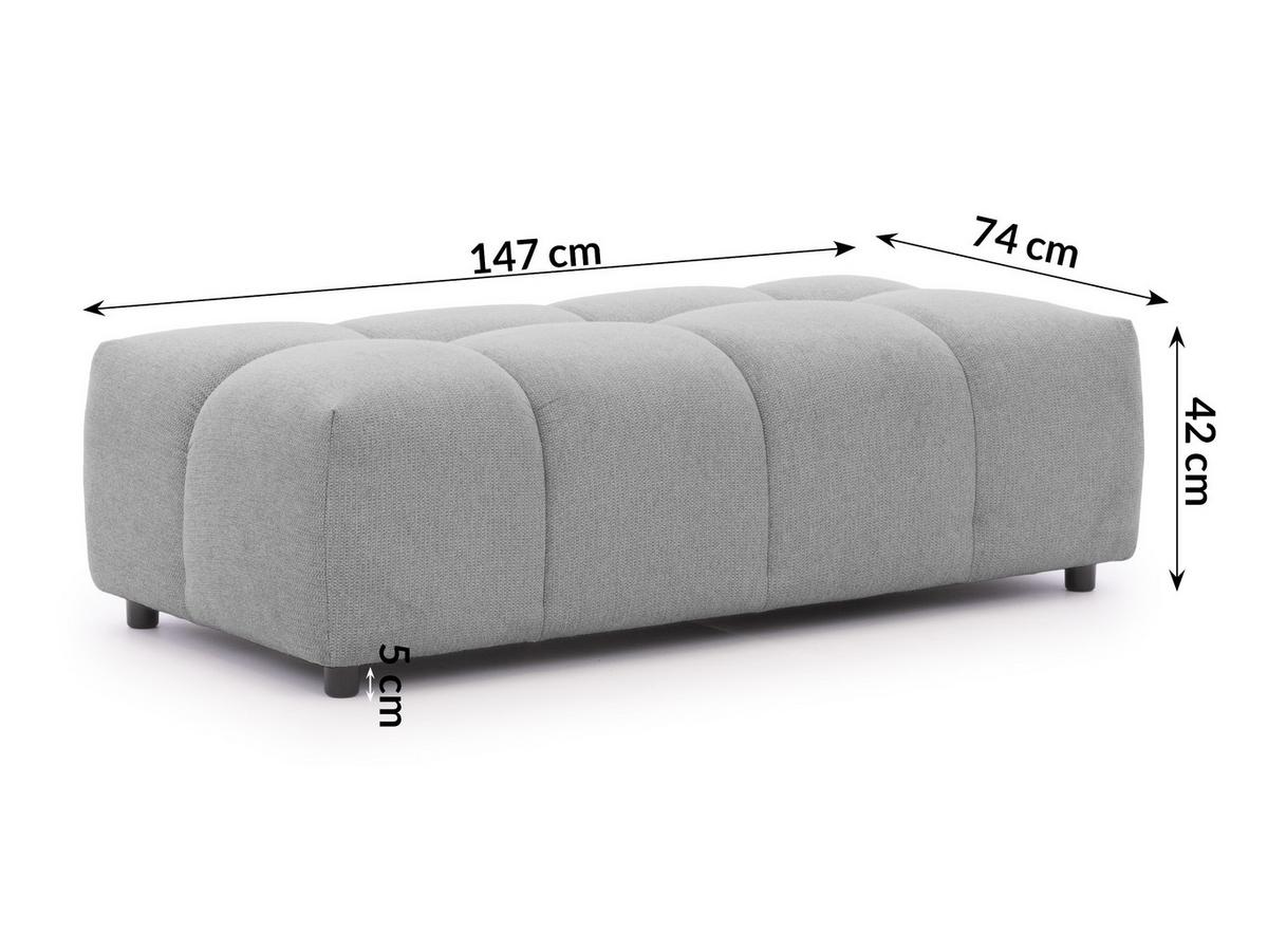 HOCKER Bubble mit Sitzfläche in Bubble-Optik aus weichem Grau Strukturstoff mit schöner Sitzkomfort - Schwarz/Grau, Holz/Kunststoff (147/42/74cm) - S-Style Möbel