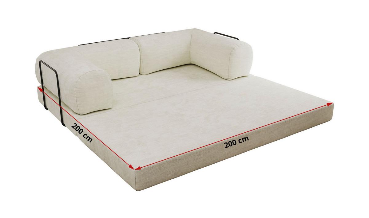 3-SITZER SOFA ORSETTO - Creme Schenille glatt - Creme/Schwarz, Textil/Metall (200/70/100cm) - MKS