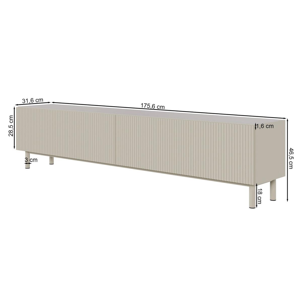 TV-LOWBOARD Veldio New Schwarz 175/46/32 cm - Schwarz, Holzwerkstoff/Metall (175.6/46.5/31.6cm) - Selsey