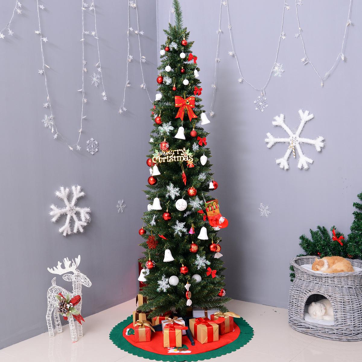 WEIHNACHTSBAUM 499 Spitzen Tannenbaum mit Kunststoffständer PVC Grün - Grün, Kunststoff (210cm) - HOMCOM