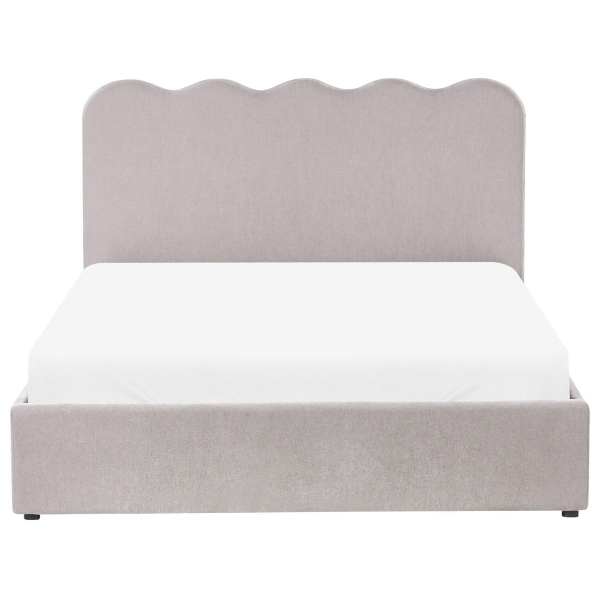 BETT mit Stauraum 140/200 cm Chenillegewebe Taupe Nanterre - Taupe, Textil (140/200cm) - Beliani