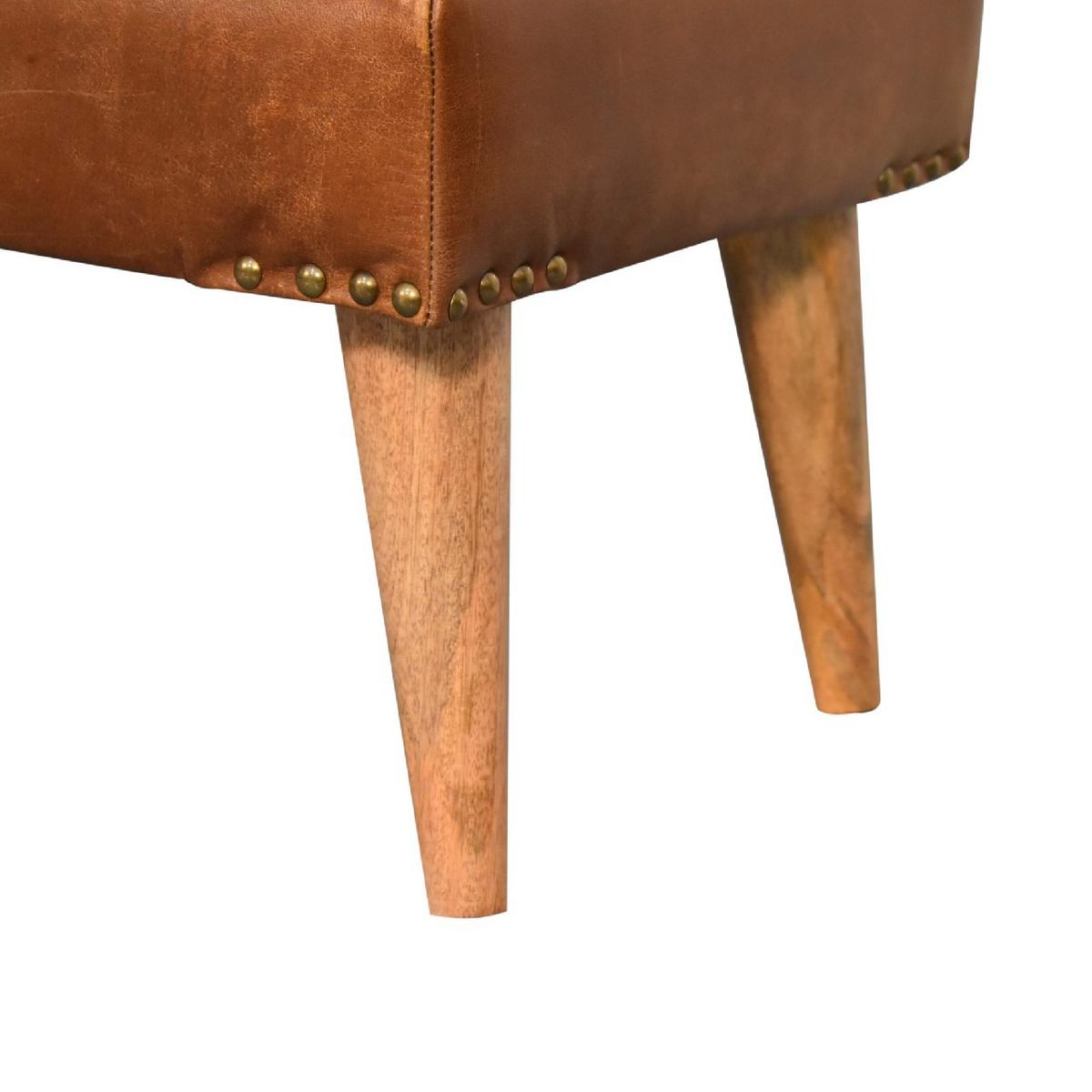 SITZBANK Bouclé-Leder Gepolstert, Nordische Beine Beige und Braun - Messingfarben/Braun, Holz/Metall (90/40/35cm) - Artisan Furniture