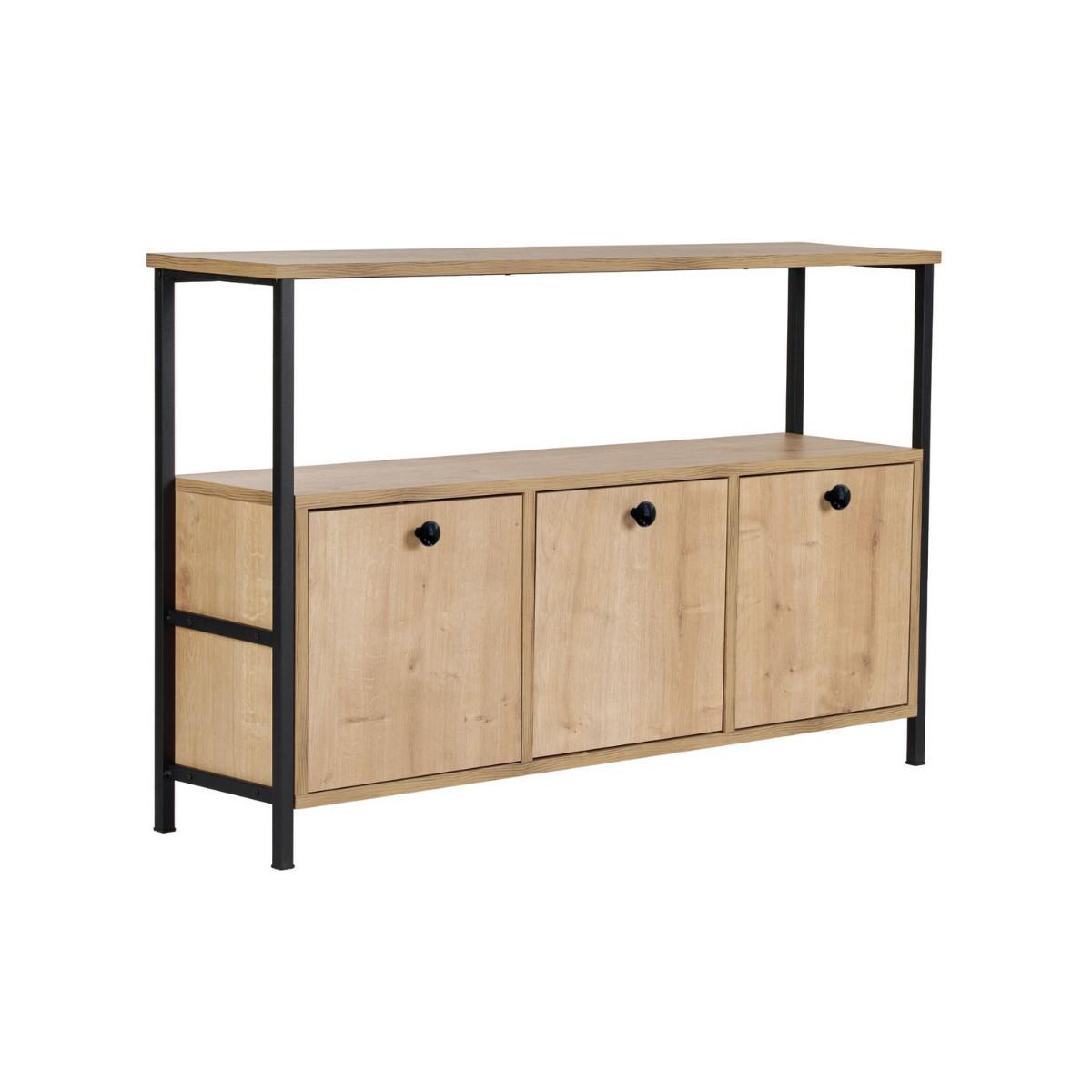 SIDEBOARD mit 3 Türen und 1 oberer Ablagefläche 120/29,5/77 cm - Schwarz, Holzwerkstoff (29.5/77/20.5cm) - Calicosy