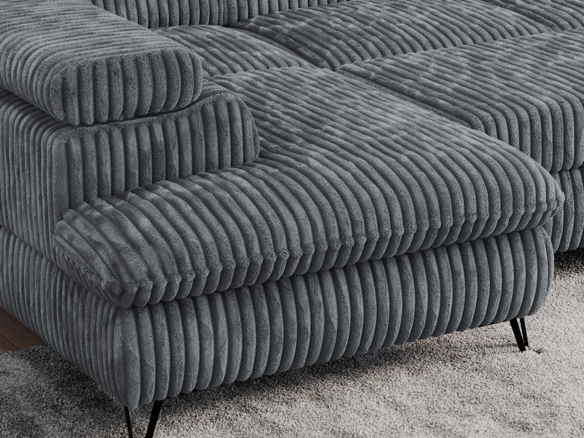 WOHNLANDSCHAFT PETER U Cord Dunkelgrau - Dunkelgrau/Schwarz, Textil/Metall (346/76/208cm) - MKS