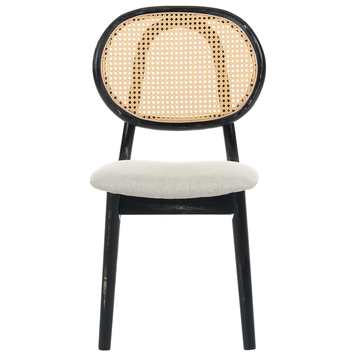 STUHL 2er-Set Holz Schwarz/Beige Gaviota - Schwarz, Holz (49/88/55cm) - Beliani