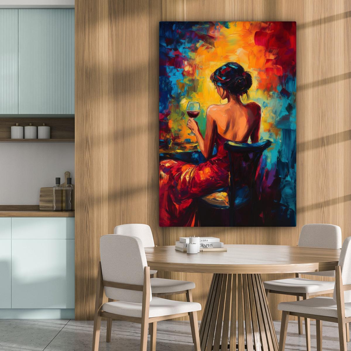 LEINWANDBILD Wein - Frau - Stimmungsvoll - Farbenfroh Deko XXL 80x120 cm - Bordeaux, Textil (80/120cm) - MuchoWow