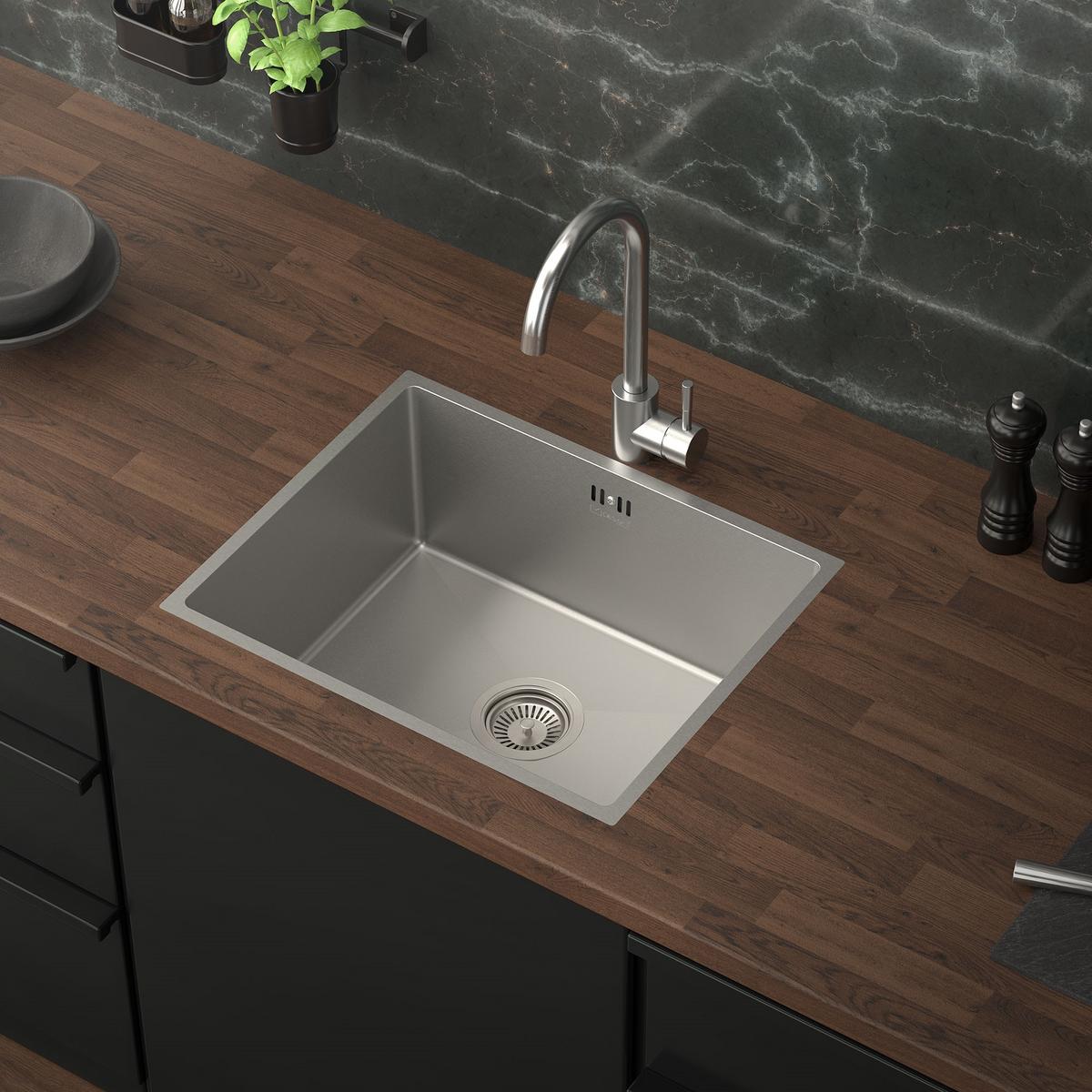 SPÜLBECKEN aus Edelstahl 50x40 cm mit Siphon - Silberfarben, Metall (50/20/40cm) - ML-DESIGN