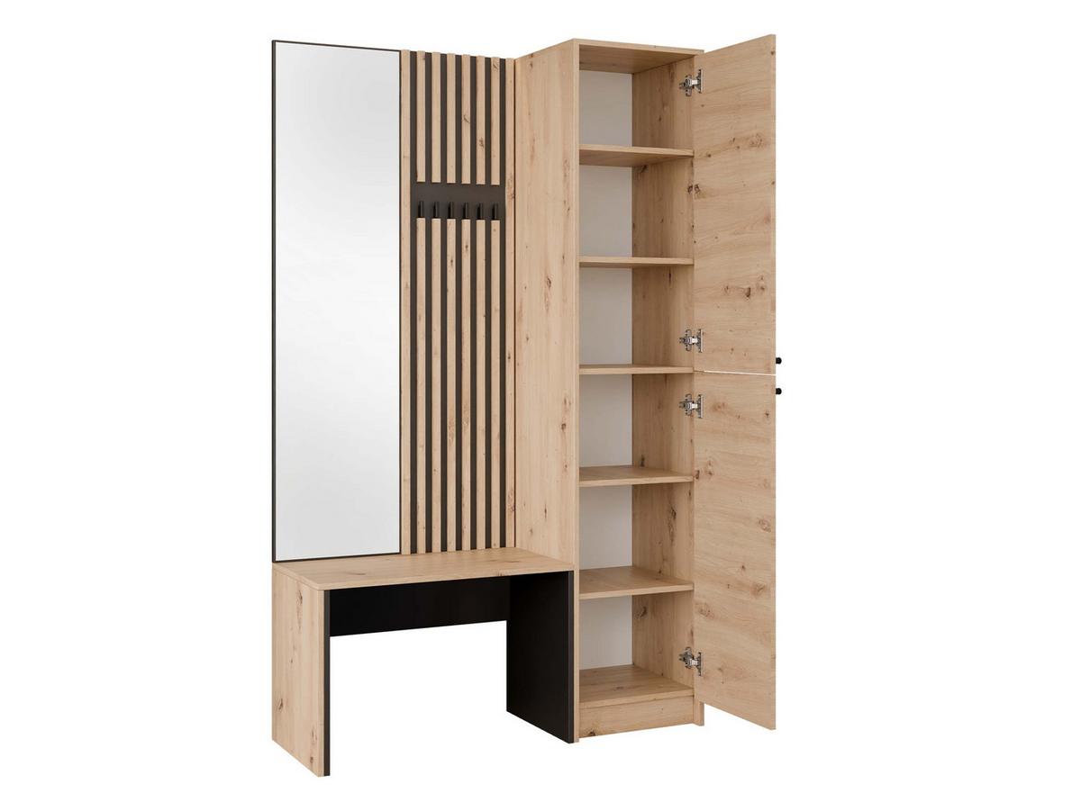 GARDEROBE-SET Ancerta - Sandfarben/Schwarz, Holzwerkstoff/Kunststoff (115/190/41cm) - MIRJAN24