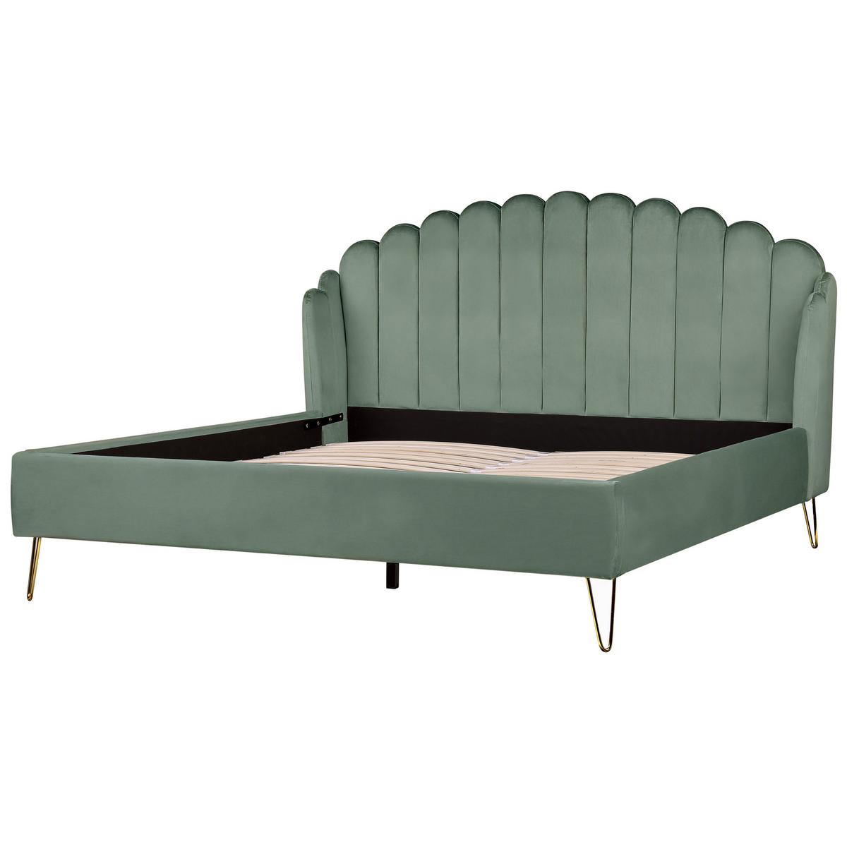 BETT mit Lattenrost 180/200 cm Samtstoff Grün Ambillou - Grün, Textil (180/200cm) - Beliani