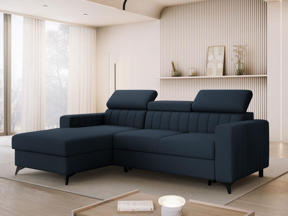 ECKSOFA Milano, Seite: Links LC+2R - Schwarz/Dunkelblau, Holz/Textil (236/172cm) - MIRJAN24