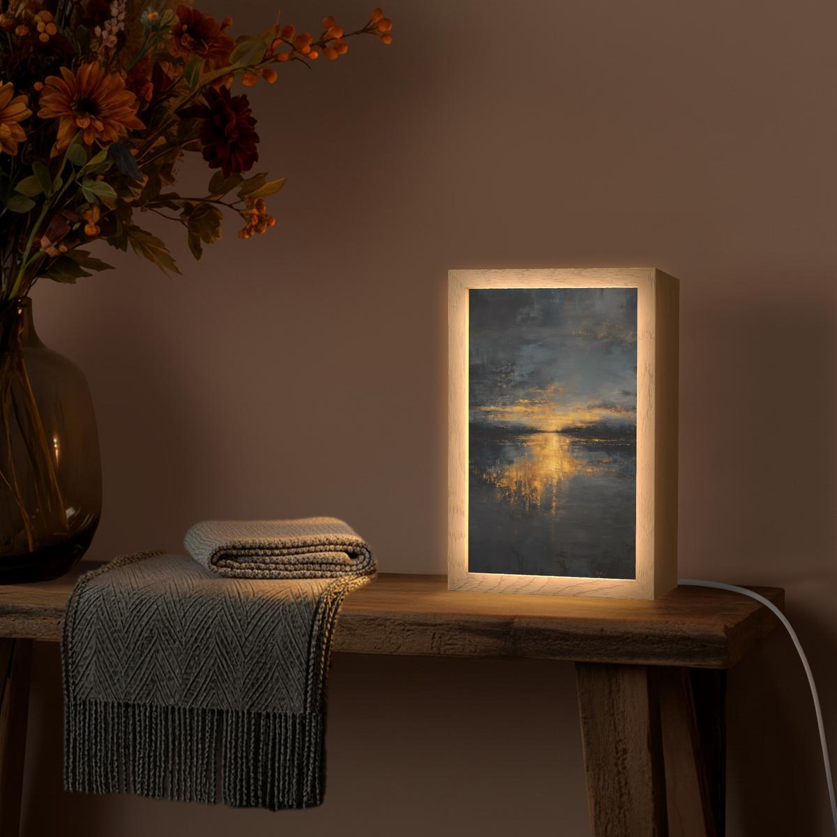TISCHLEUCHTE Goldene Reflexion auf dem Wasser 20x30 cm - Beere, Holzwerkstoff (8/20/30cm) - OnlyWow
