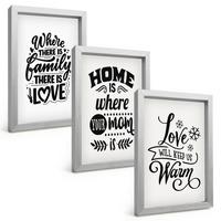 BILDER SET 3er Set - 20x30 cm Silberner Rahmen - Familie, Liebe, Zuhause, Wärme - Silberfarben, Kunststoff (20/30cm) - TULUP