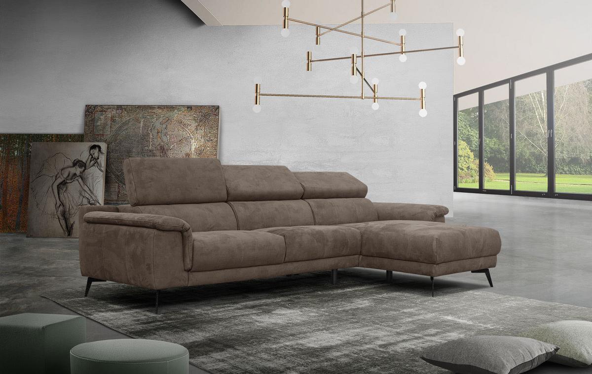 ECKSOFA FIERO 4-Sitzer, dunkelbraun - Dunkelbraun/Schwarz, Holzwerkstoff/Textil (288/170cm) - Wozimo