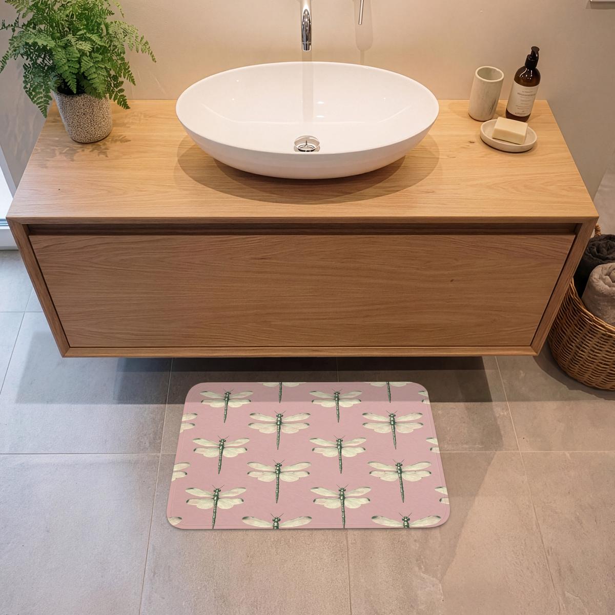 BADEMATTE Lillibells - Muster - Rosa 60x40 cm - Rosa, Textil (60/40cm) - OnlyWow